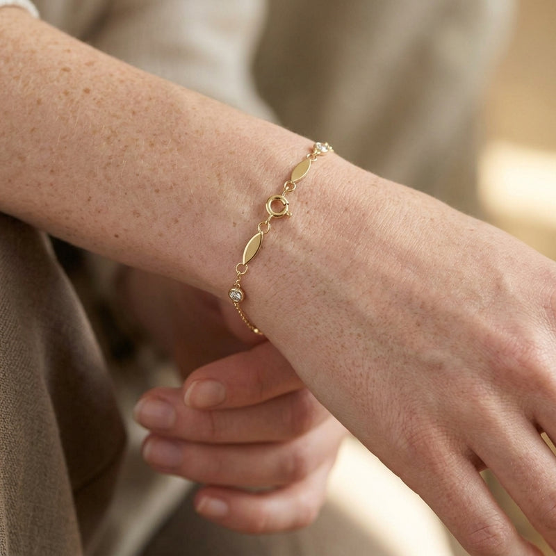 Worn: Bezel-Set Five-Station Bracelet · 0.33 ct — AI-rendered styling image