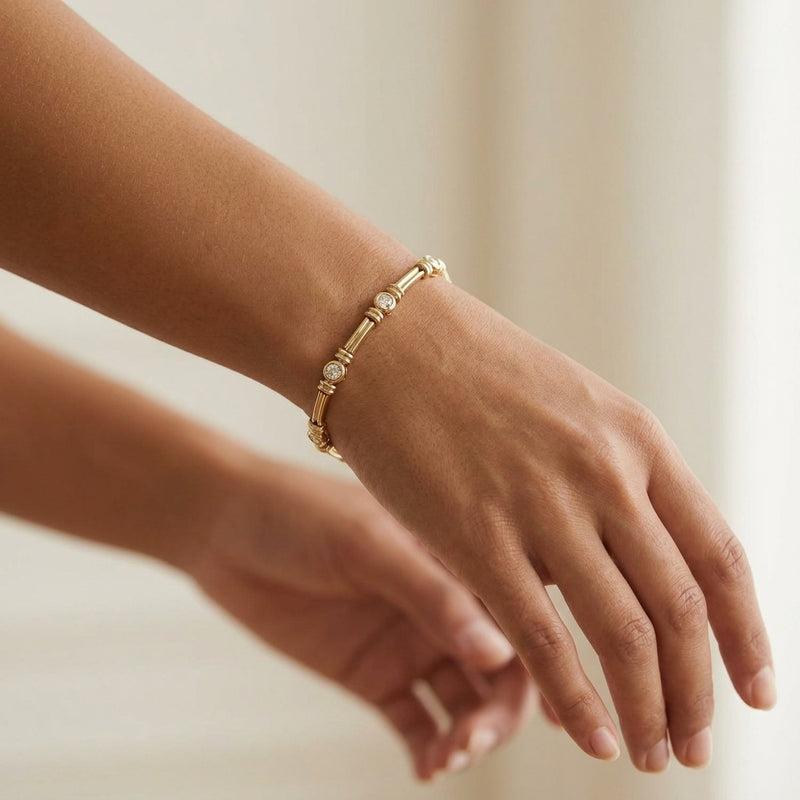 Worn: Bezel-Set Line Bracelet · 1 ct — AI-rendered styling image