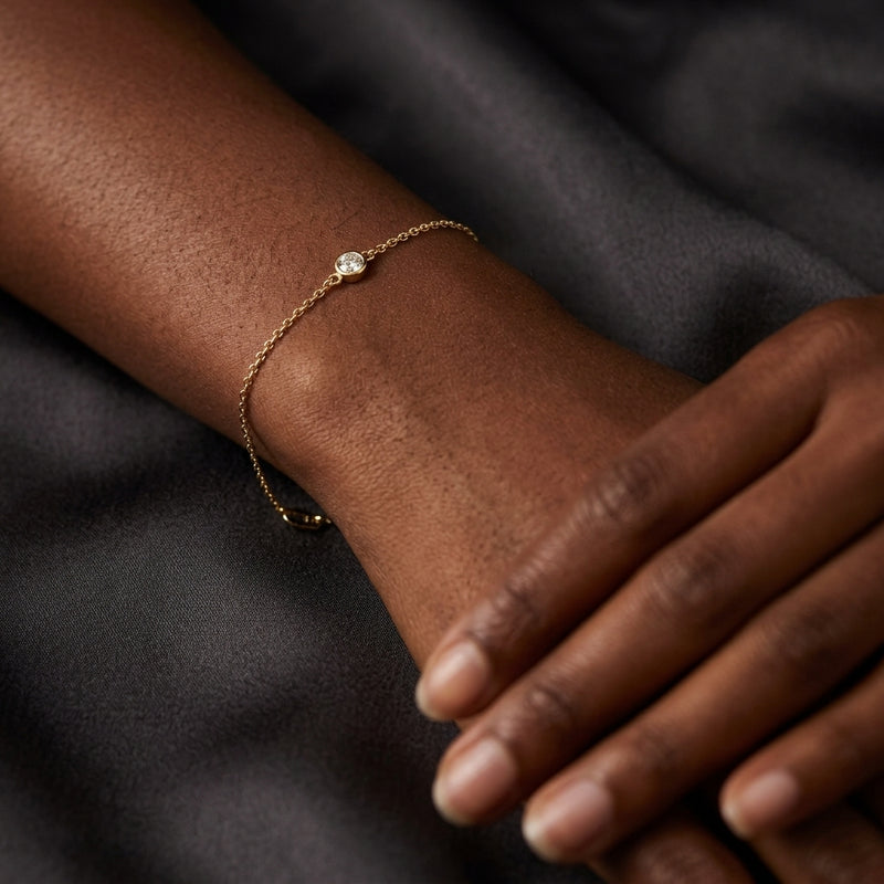 Worn: Bezel-Set Link Bracelet · 0.25–1.38 ct — AI-rendered styling image
