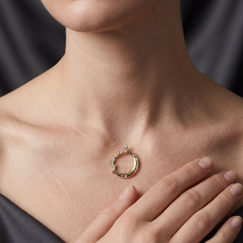 Worn: Crescent Moon Necklace · 1.05 ct — AI-rendered styling image