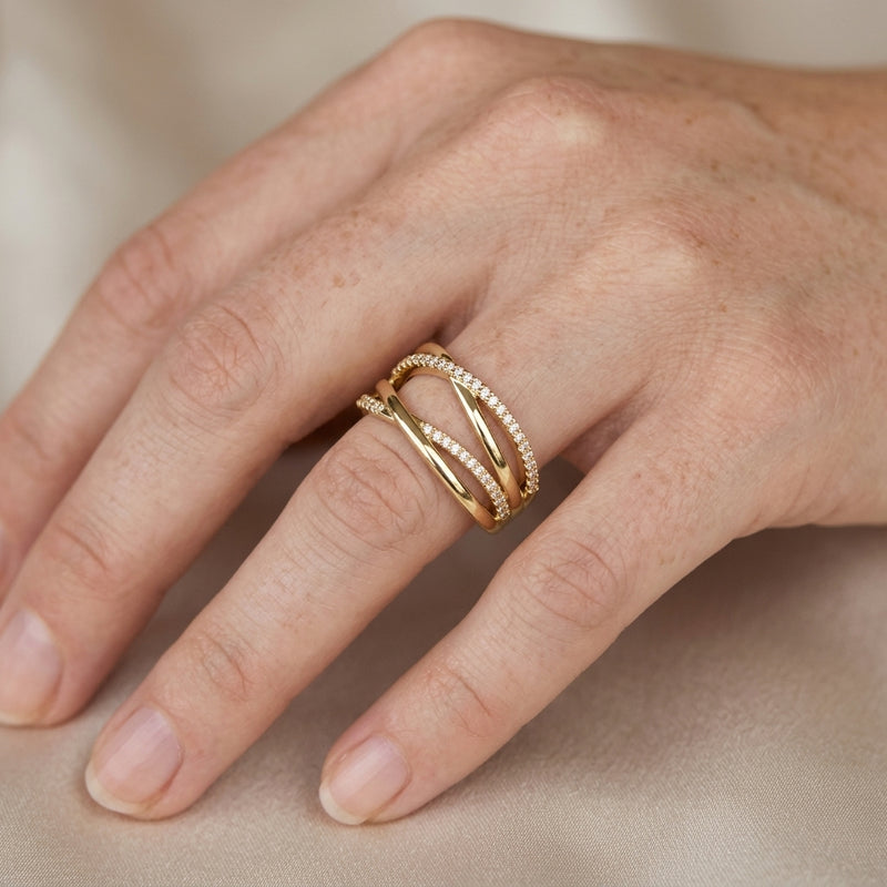 Worn: Criss-Cross Ring · 0.2 ct — AI-rendered styling image