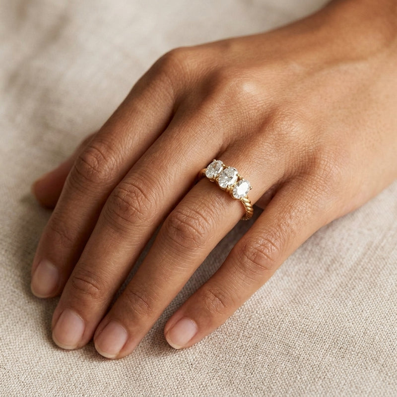 Worn: Family Rope Ring · 1.2 ct — AI-rendered styling image