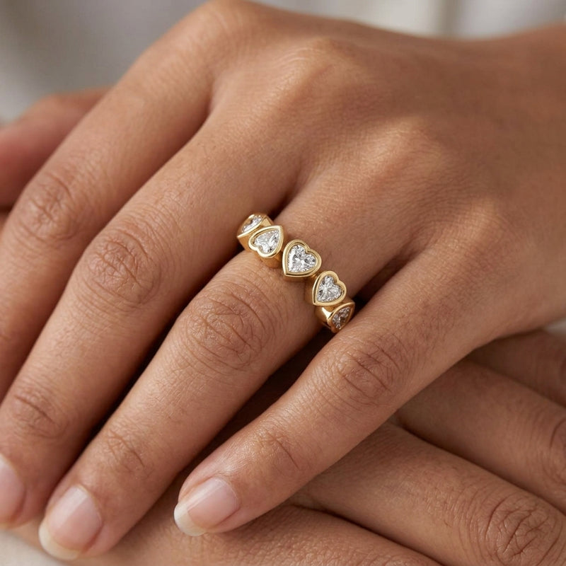 Worn: Five-Stone Heart Ring · 1.13 ct — AI-rendered styling image