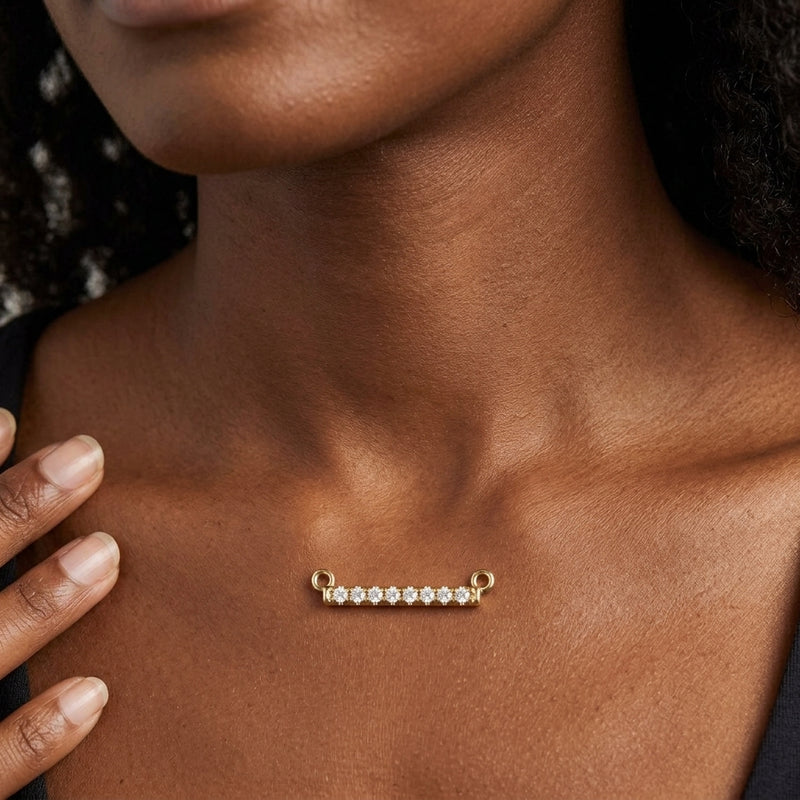 Worn: French-Set Bar Necklace · 1.26–3.75 ct — AI-rendered styling image