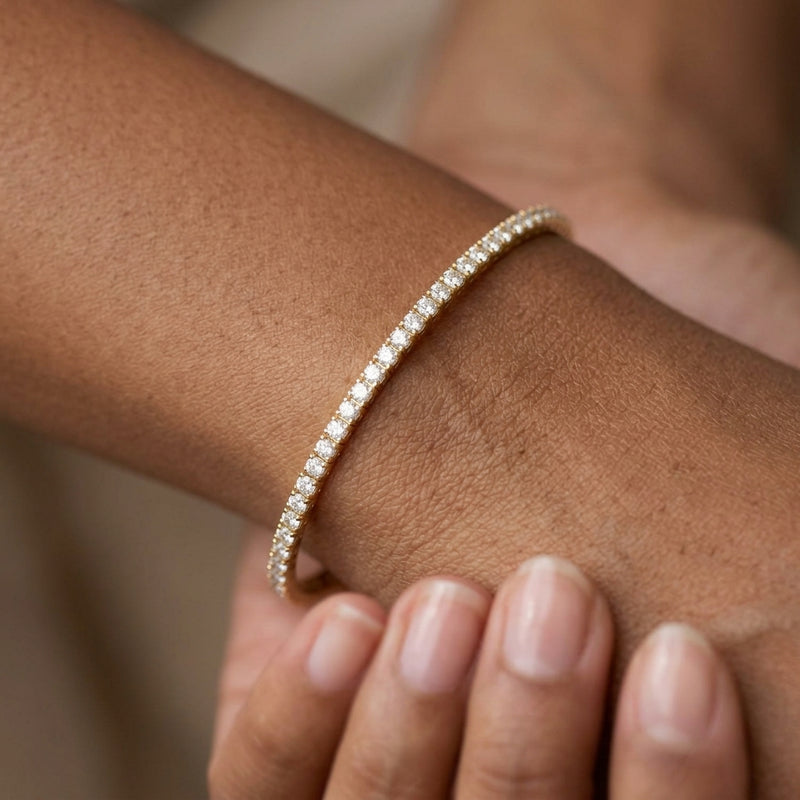 Worn: Fully Accented Flexible Bangle Bracelet · 1.5–5 ct — AI-rendered styling image