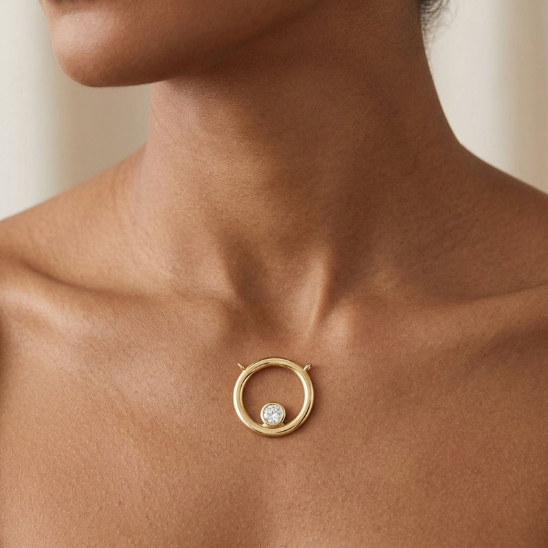Worn: Geometric Necklace · 3.57 ct — AI-rendered styling image