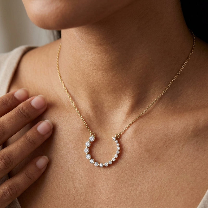 Worn: Graduated Circle Necklace · 2.77 ct — AI-rendered styling image