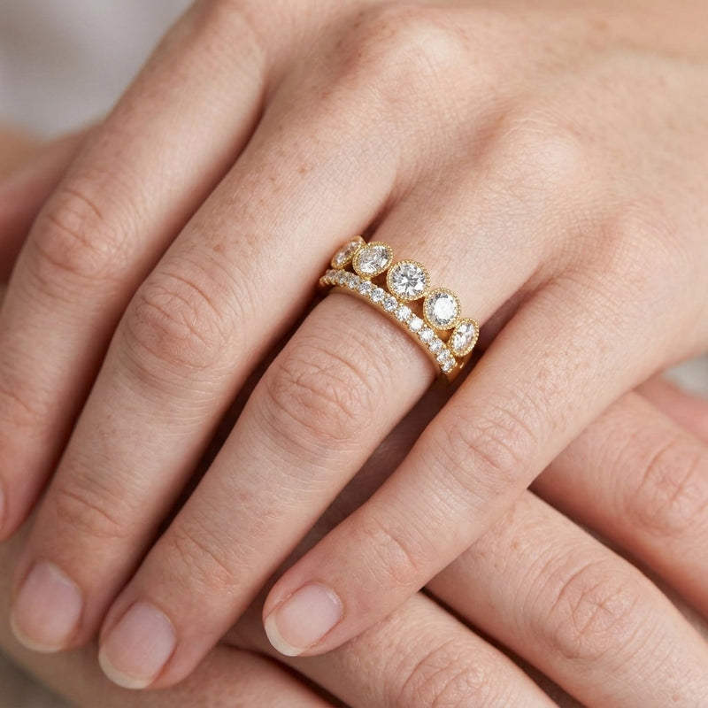 Worn: Granulated Ring · 1 ct — AI-rendered styling image