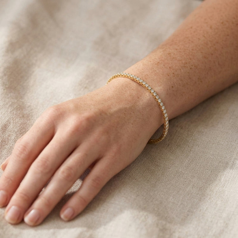 Worn: Half Accented Flexible Bangle Bracelet · 1–5 ct — AI-rendered styling image