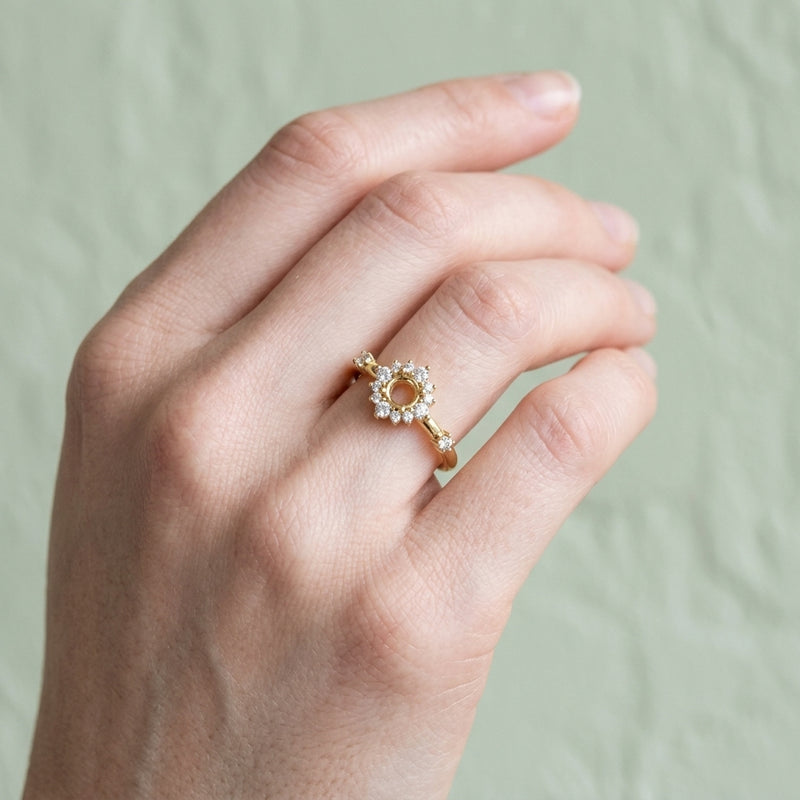 Worn: Halo-Style Ring · 0.17–0.38 ct — AI-rendered styling image