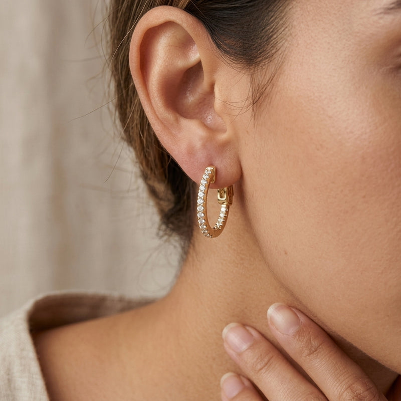 Worn: Inside-Outside Hoop Earrings · 0.25–6.5 ct — AI-rendered styling image