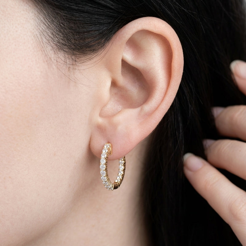 Worn: Inside-Outside Hoop Earrings · 0.5–5 ct — AI-rendered styling image