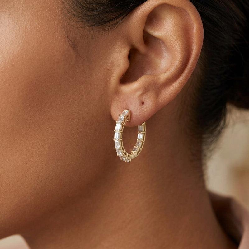 Worn: Inside-Outside Hoop Earrings · 3 ct — AI-rendered styling image
