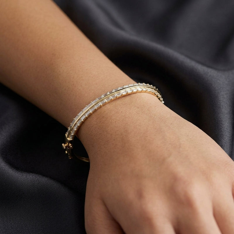 Worn: Lab-Grown Diamond Bangle Bracelet · 2.17 ct — AI-rendered styling image