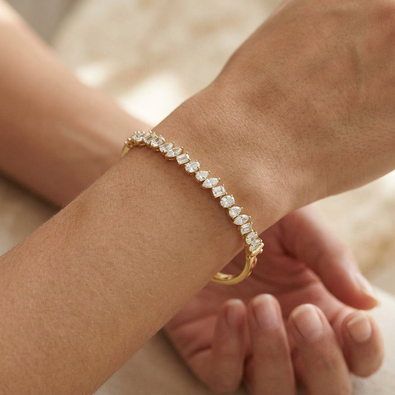 Worn: Lab-Grown Diamond Bangle Bracelet · 4.2 ct — AI-rendered styling image