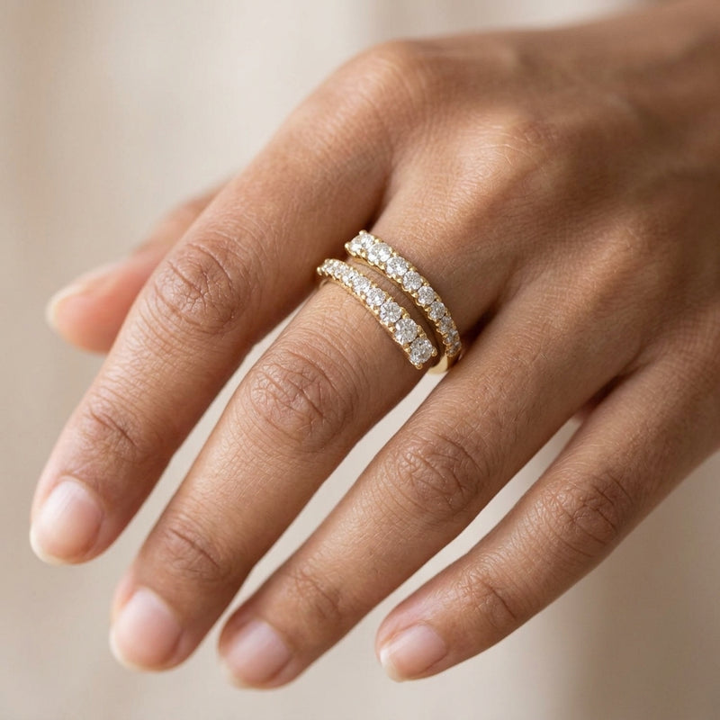 Worn: Lab-Grown Diamond Bypass Ring · 0.9 ct — AI-rendered styling image
