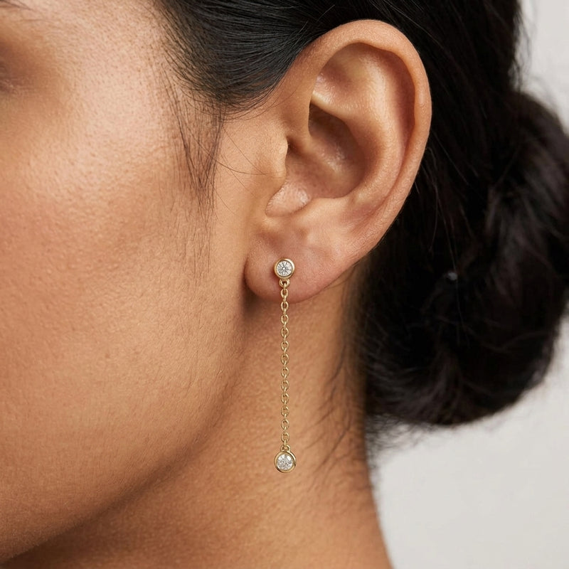 Worn: Lab-Grown Diamond Chain Earrings · 0.25 ct — AI-rendered styling image