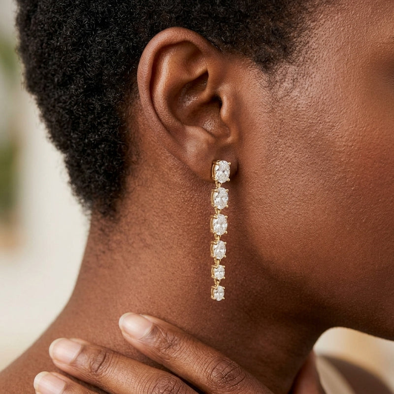 Worn: Lab-Grown Diamond Earrings — AI-rendered styling image
