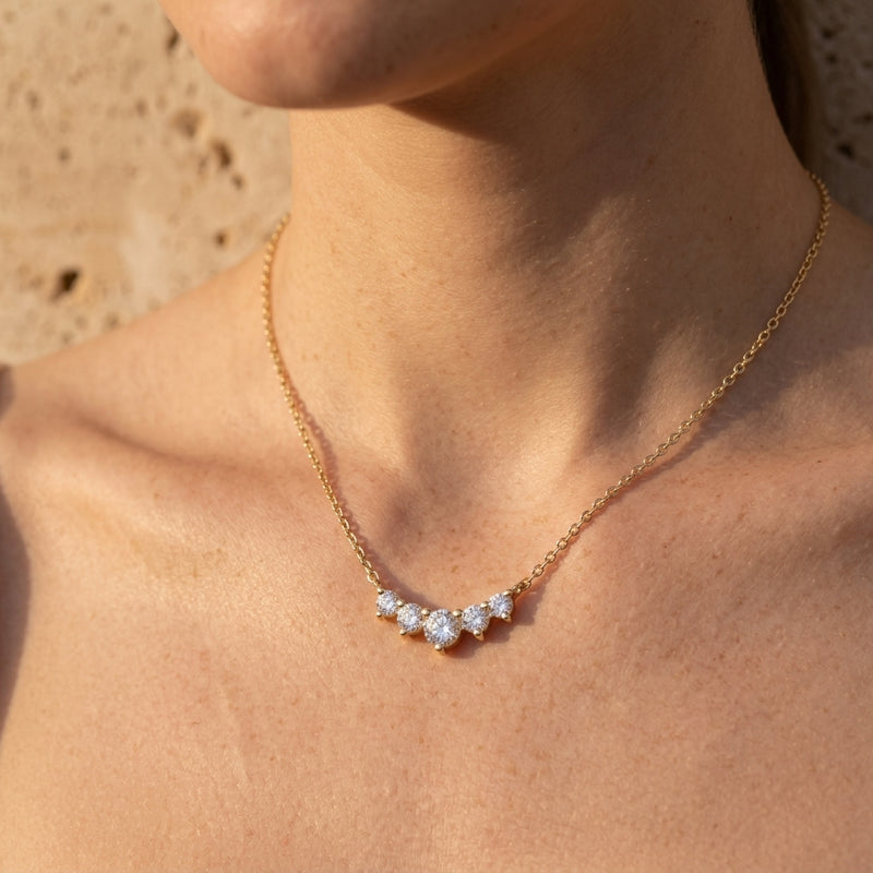 Worn: Lab-Grown Diamond Graduated Necklace · 3.53 ct — AI-rendered styling image