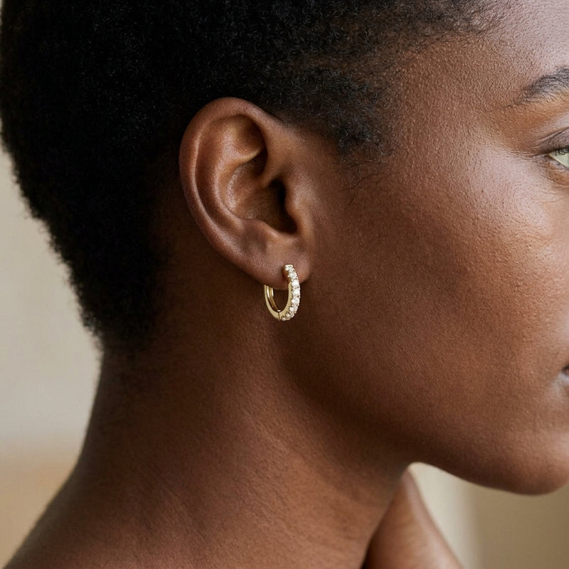 Worn: Lab-Grown Diamond Hoop Earrings · 0.2–0.5 ct — AI-rendered styling image