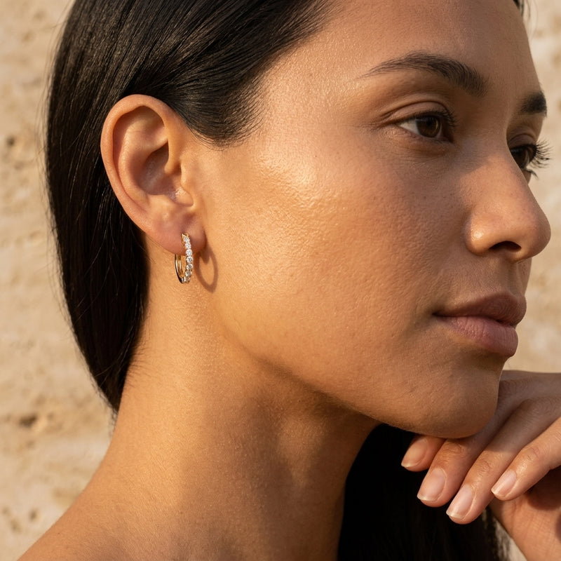 Worn: Lab-Grown Diamond Hoop Earrings · 0.2–1 ct — AI-rendered styling image