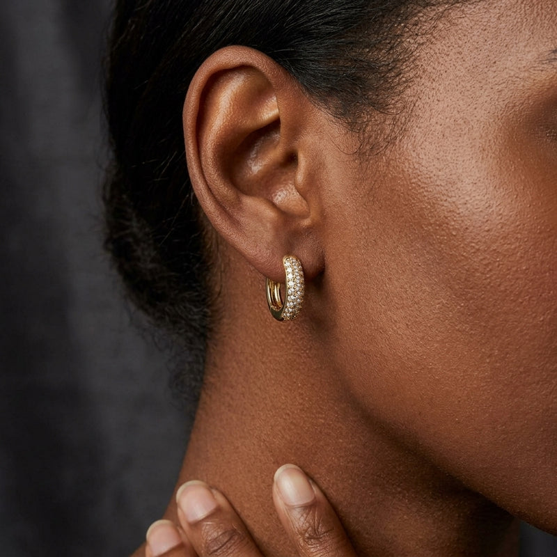 Worn: Lab-Grown Diamond Hoop Earrings · 0.25 ct — AI-rendered styling image