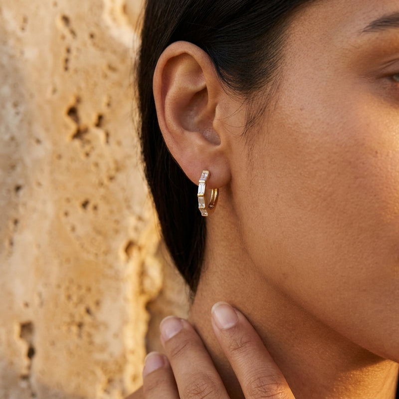 Worn: Lab-Grown Diamond Hoop Earrings · 0.33 ct — AI-rendered styling image