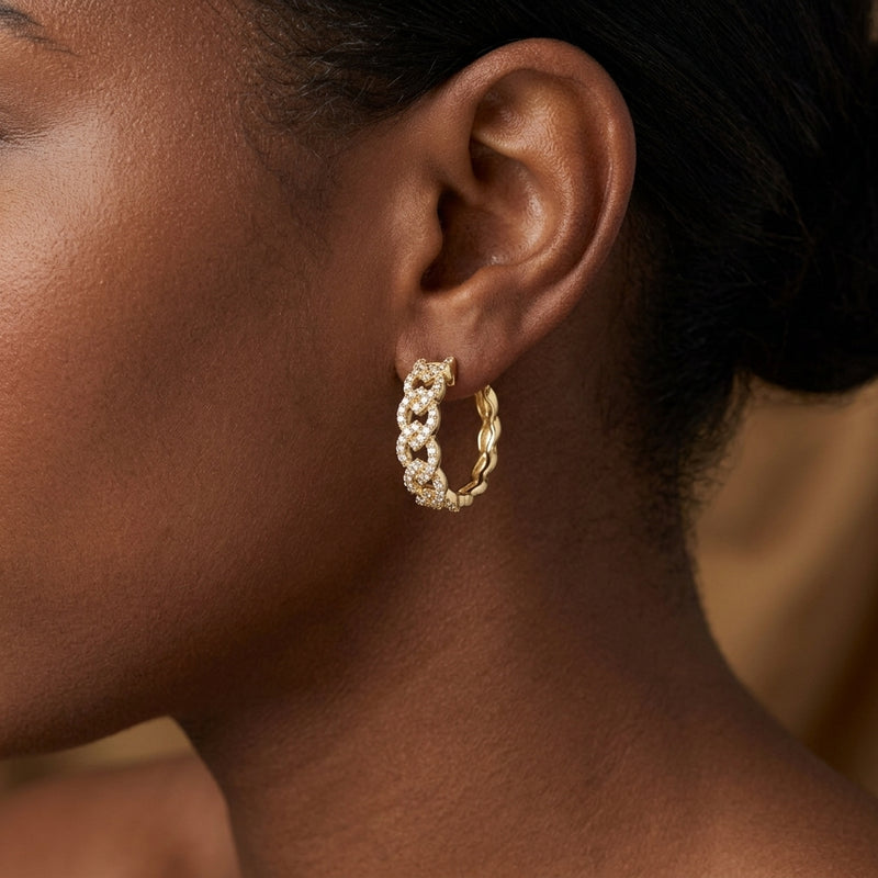 Worn: Lab-Grown Diamond Hoop Earrings · 0.5 ct — AI-rendered styling image