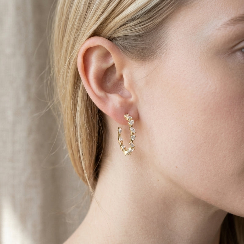 Worn: Lab-Grown Diamond Hoop Earrings · 2 ct — AI-rendered styling image