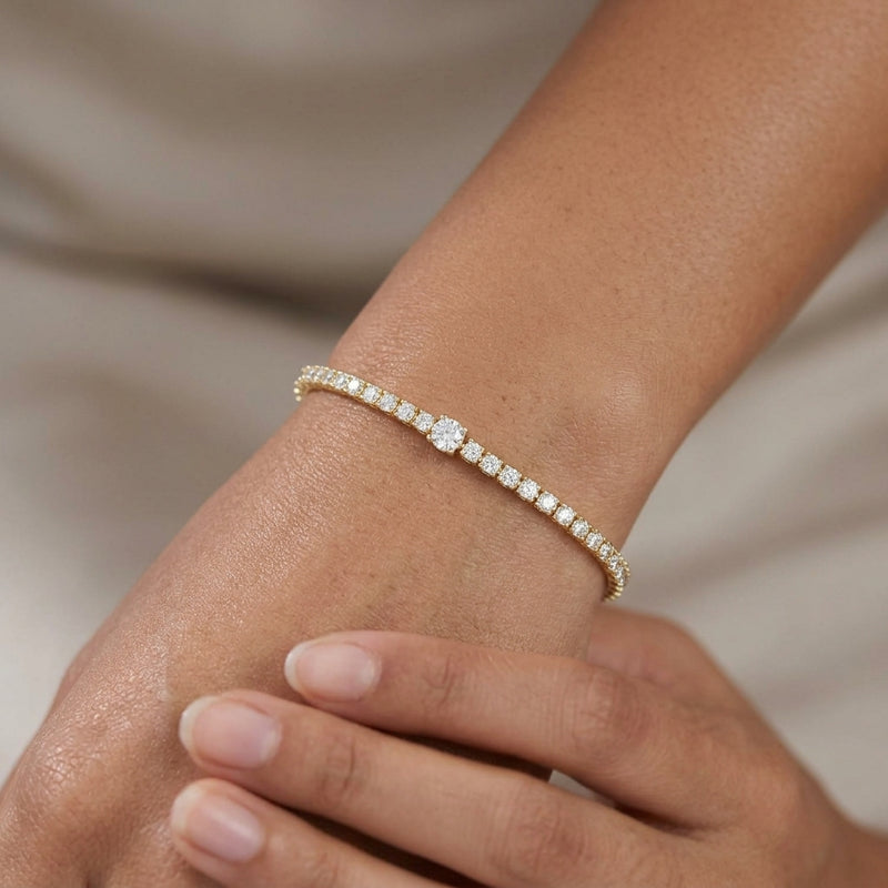 Worn: Lab-Grown Diamond Line Bracelet · 1.75 ct — AI-rendered styling image