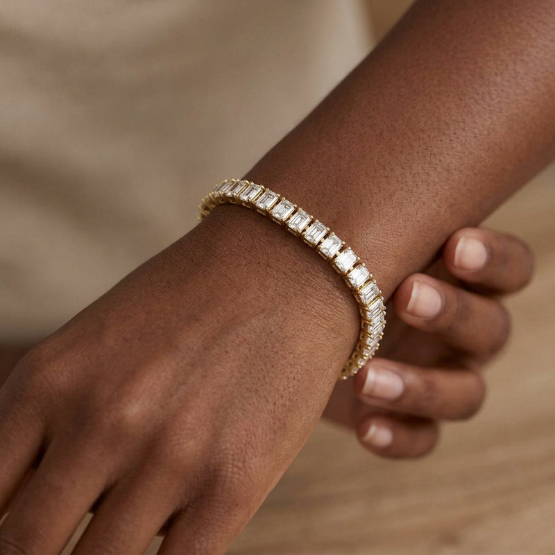 Worn: Lab-Grown Diamond Line Bracelet · 10.5 ct — AI-rendered styling image