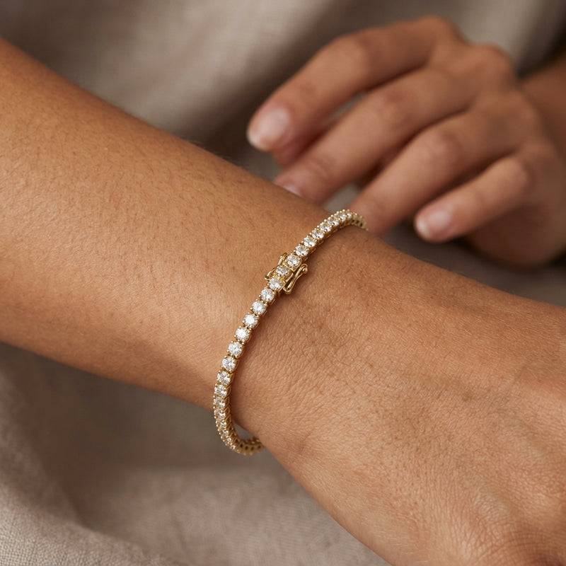 Worn: Lab-Grown Diamond Line Bracelet · 2–12 ct — AI-rendered styling image
