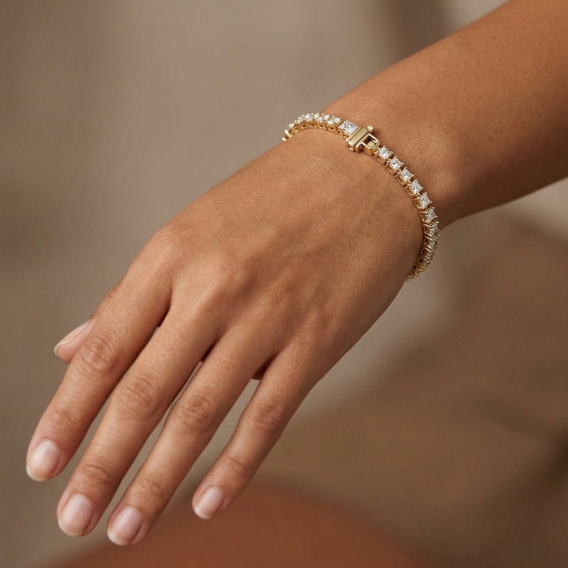 Worn: Lab-Grown Diamond Line Bracelet · 2.5 ct — AI-rendered styling image
