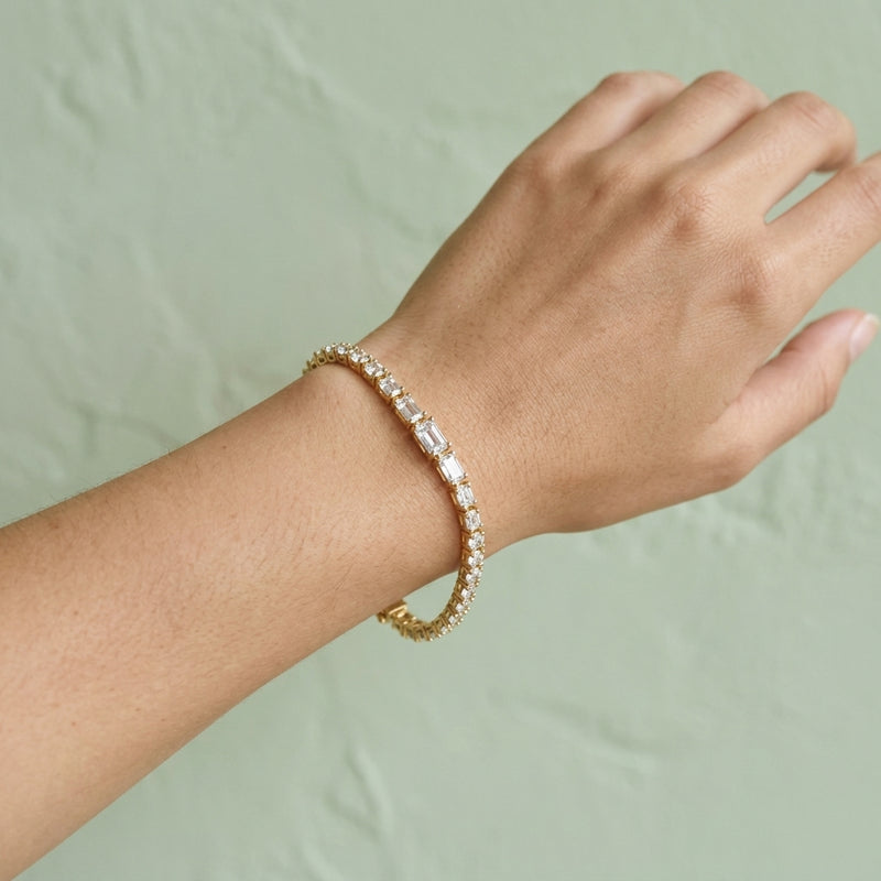 Worn: Lab-Grown Diamond Line Bracelet · 4.63 ct — AI-rendered styling image