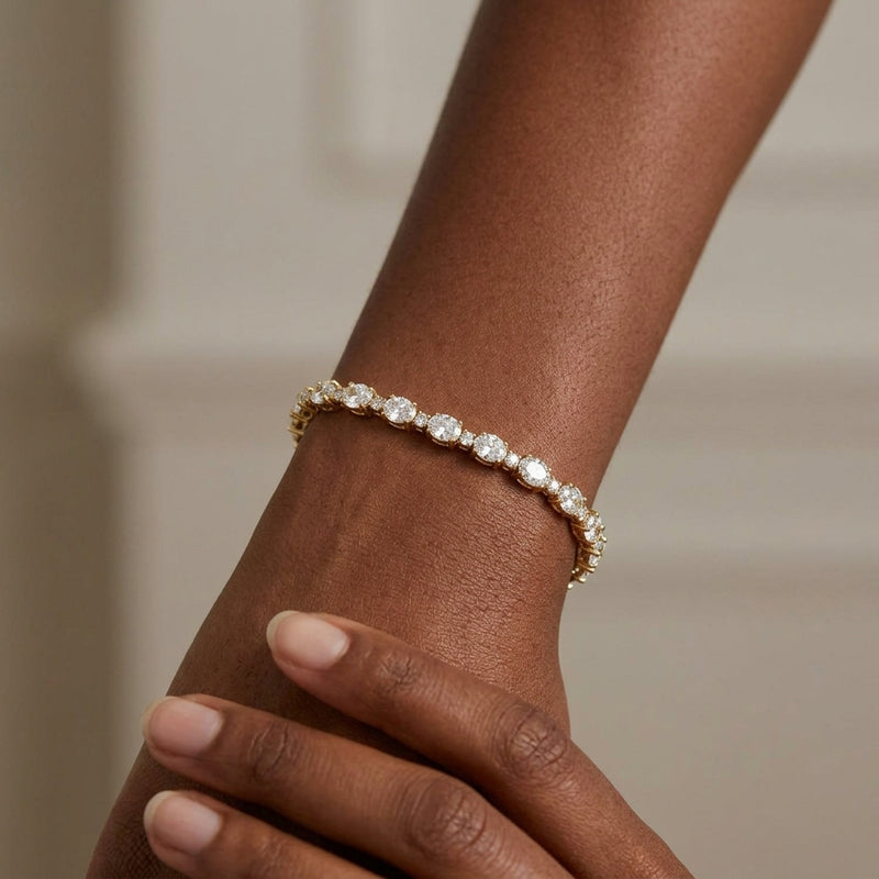 Worn: Lab-Grown Diamond Line Bracelet · 5.5 ct — AI-rendered styling image