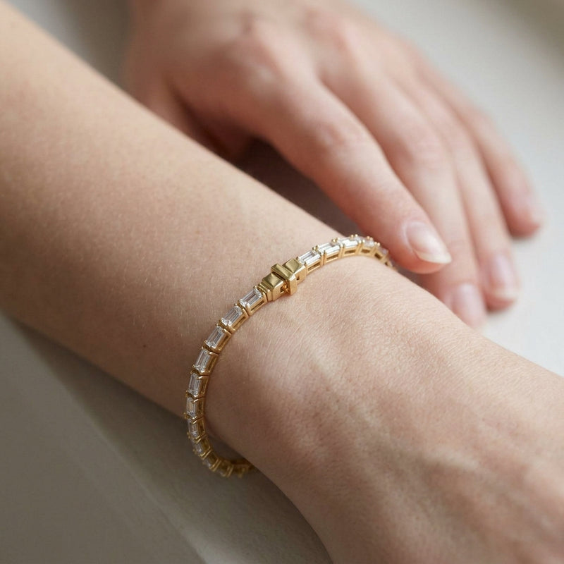 Worn: Lab-Grown Diamond Line Bracelet · 6.2 ct — AI-rendered styling image