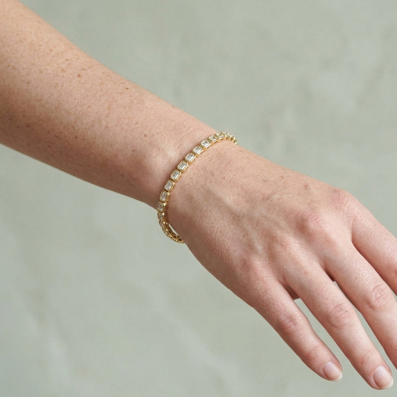 Worn: Lab-Grown Diamond Line Bracelet · 6–6.25 ct — AI-rendered styling image