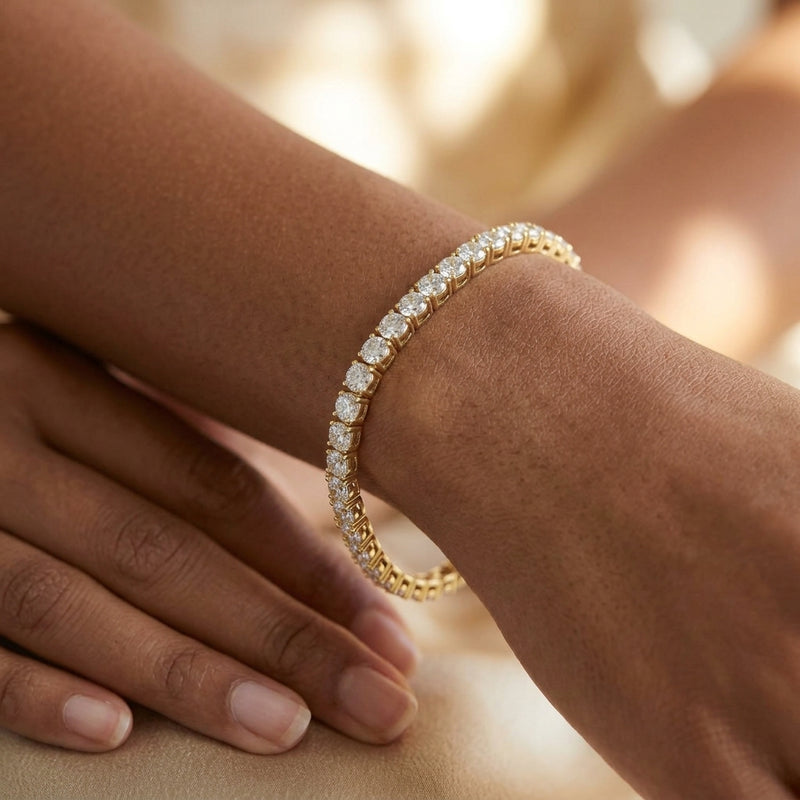 Worn: Lab-Grown Diamond Line Bracelet · 6 ct — AI-rendered styling image