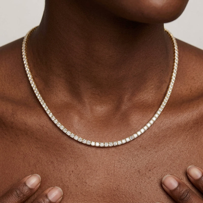 Worn: Lab-Grown Diamond Line Necklace · 10.85 ct — AI-rendered styling image