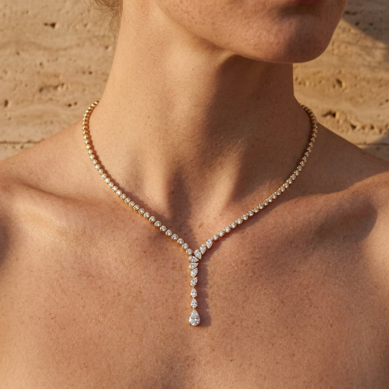 Worn: Lab-Grown Diamond Line Necklace · 14.1 ct — AI-rendered styling image