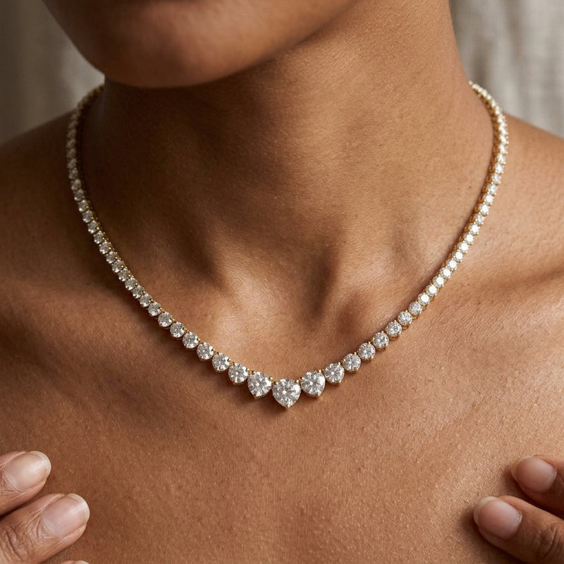 Worn: Lab-Grown Diamond Line Necklace · 14.75 ct — AI-rendered styling image