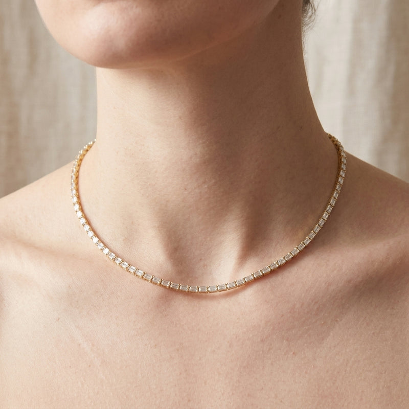 Worn: Lab-Grown Diamond Line Necklace · 16.85 ct — AI-rendered styling image