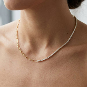 Worn: Lab-Grown Diamond Line Necklace · 5.15 ct — AI-rendered styling image
