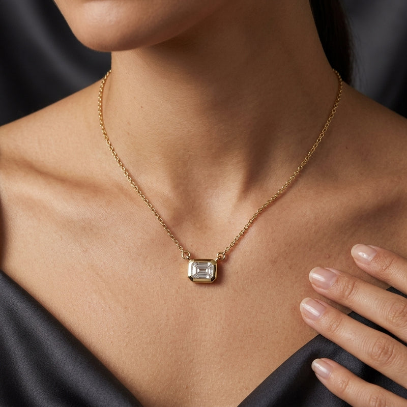 Worn: Lab-Grown Diamond Necklace · 9.5 ct — AI-rendered styling image