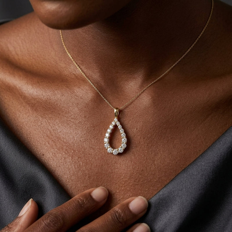 Worn: Lab-Grown Diamond Pendant · 2.43 ct — AI-rendered styling image