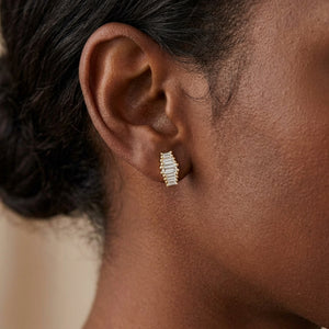 Worn: Lab-Grown Diamond Stud Earrings · 0.5–1.5 ct — AI-rendered styling image