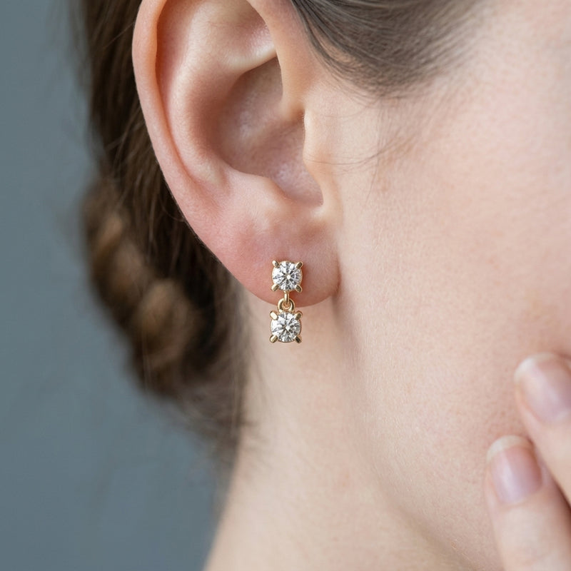 Worn: Lab-Grown Diamond Two-Stone Earrings · 0.5 ct — AI-rendered styling image