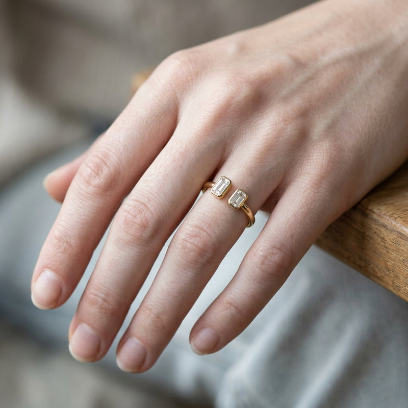 Worn: Lab-Grown Diamond Two-Stone Ring · 1 ct — AI-rendered styling image