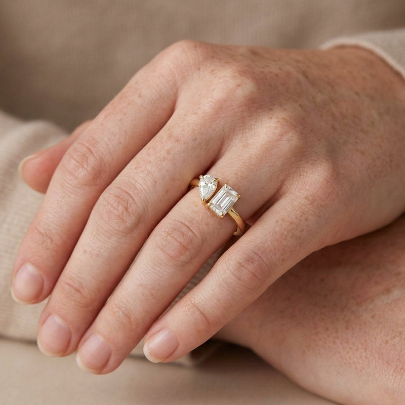 Worn: Lab-Grown Diamond Two-Stone Ring · 1 ct — AI-rendered styling image