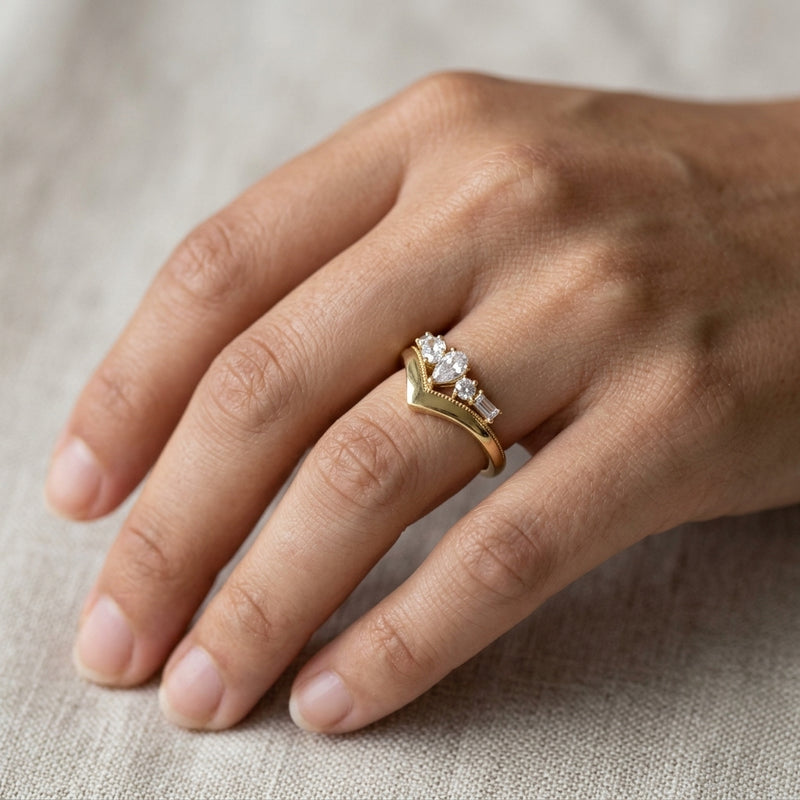 Worn: Lab-Grown Diamond V Ring · 0.5 ct — AI-rendered styling image